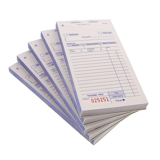 CiboWares.com POS Supplies/Guest Checks and Order Pads/Multiple Copy White Carbonless Delivery Forms-3 Part Booked, 10 & 50 Books