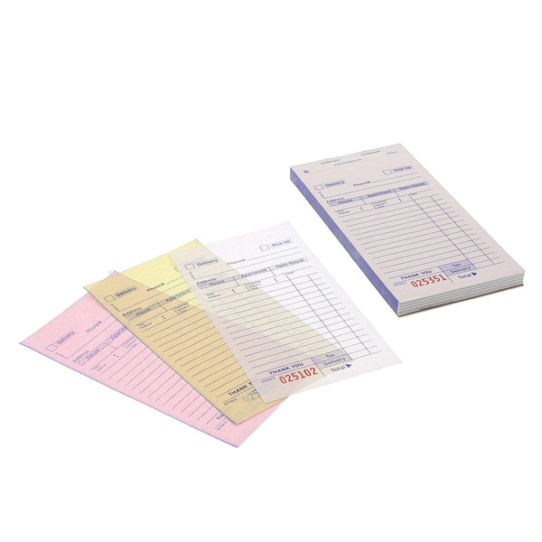 CiboWares.com POS Supplies/Guest Checks and Order Pads/Multiple Copy White Carbonless Delivery Forms-3 Part Booked, 10 & 50 Books