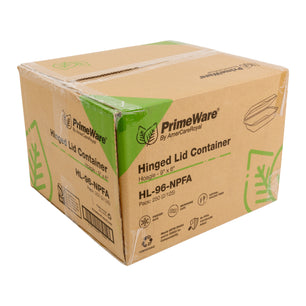 closed case of No added PFAS Hoagie Molded Fiber Hinged Lid/Clamshell Container