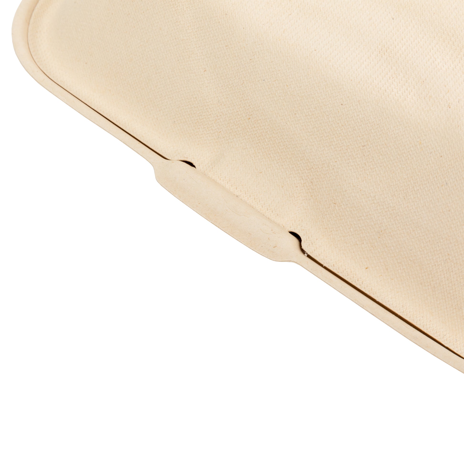 No added PFAS Hoagie Molded Fiber Hinged Lid/Clamshell Container latch close-up