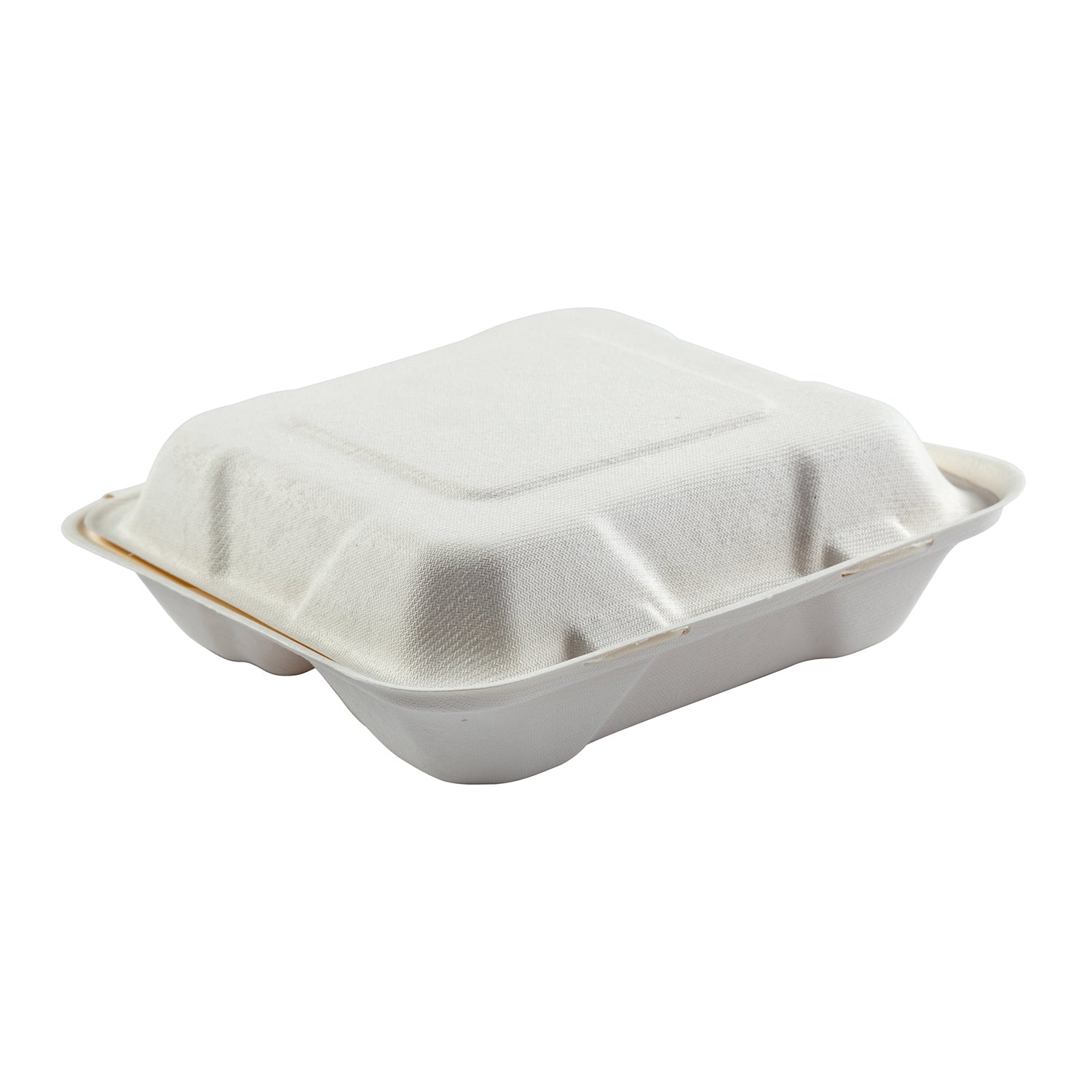CiboWares Take-Out/Dine-In/Take Out Packaging/Take Out Food Boxes 7.875" x 8" x 2.5" Medium 3 Section Molded Fiber Clamshell/Hinged Lid Containers, Case of 200