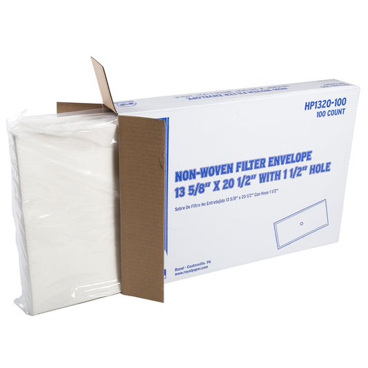 CiboWares.com Back of the House/Fry Oil Filtration/Filters 13.75" x 20.75" Non-Woven Filter Envelopes - 1-5/8" Hole, Pack of 100