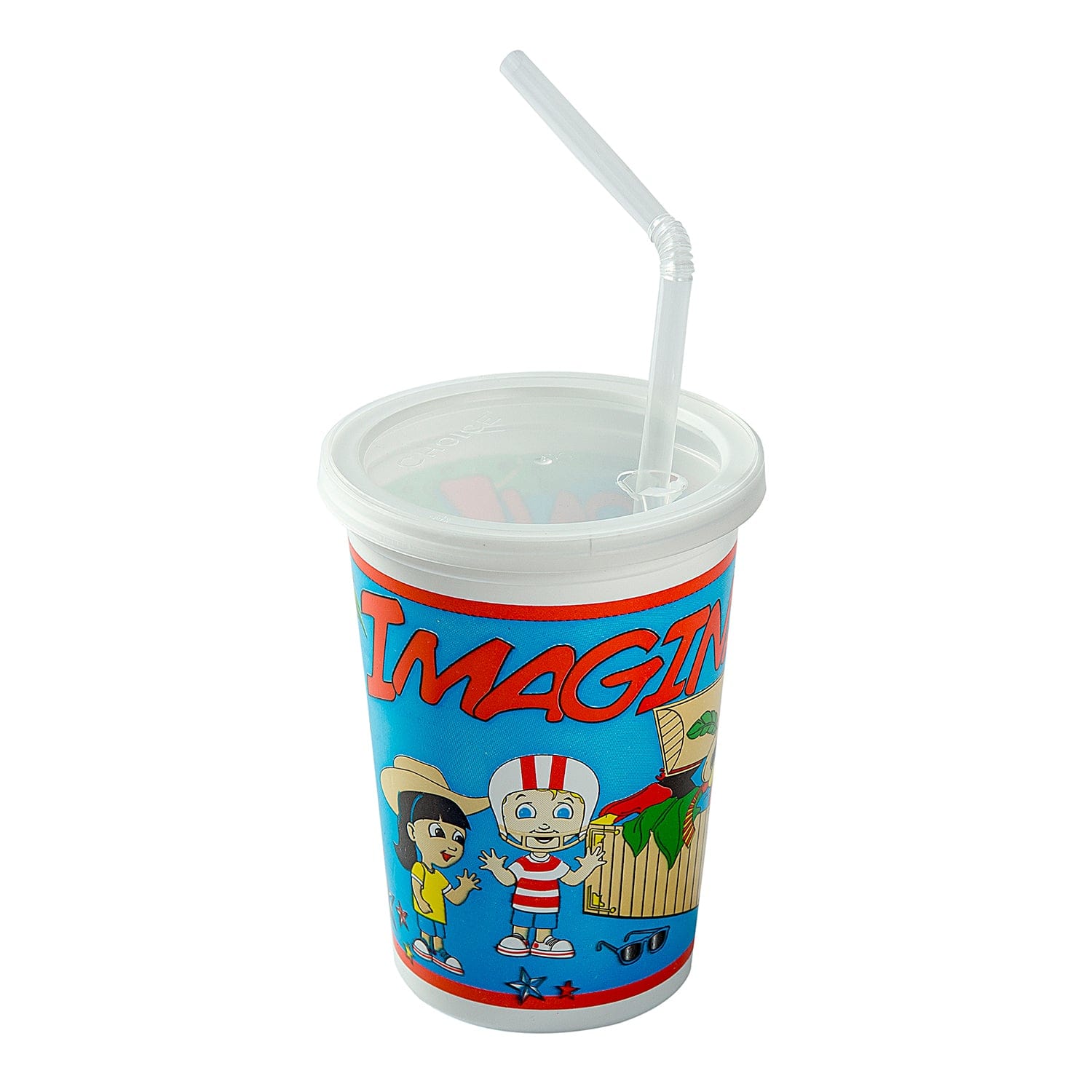 AmerCareRoyal Take-Out/Dine-In/Kids Products/Kids Cups 12 oz. Imagination Theme Thermo Cups with Straws and Lids, Case of 250