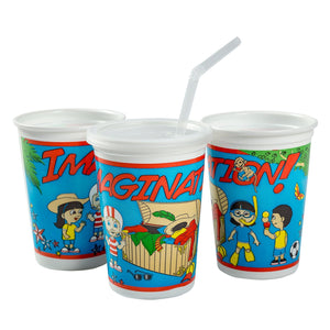 AmerCareRoyal Take-Out/Dine-In/Kids Products/Kids Cups 12 oz. Imagination Theme Thermo Cups with Straws and Lids, Case of 250