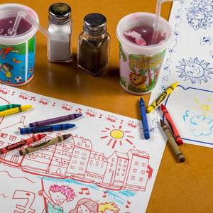 AmerCareRoyal Take-Out/Dine-In/Kids Products/Kids Cups 12 oz. Imagination Theme Thermo Cups with Straws and Lids, Case of 250