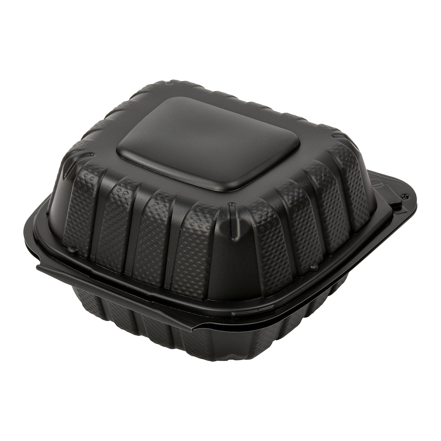 AmerCareRoyal Take-Out/Dine-In/Take Out Packaging/Take Out Food Boxes 6" x 6" x 3" Small Mineral Filled PP Black Clamshell/Hinged Lid Containers, Case of 300