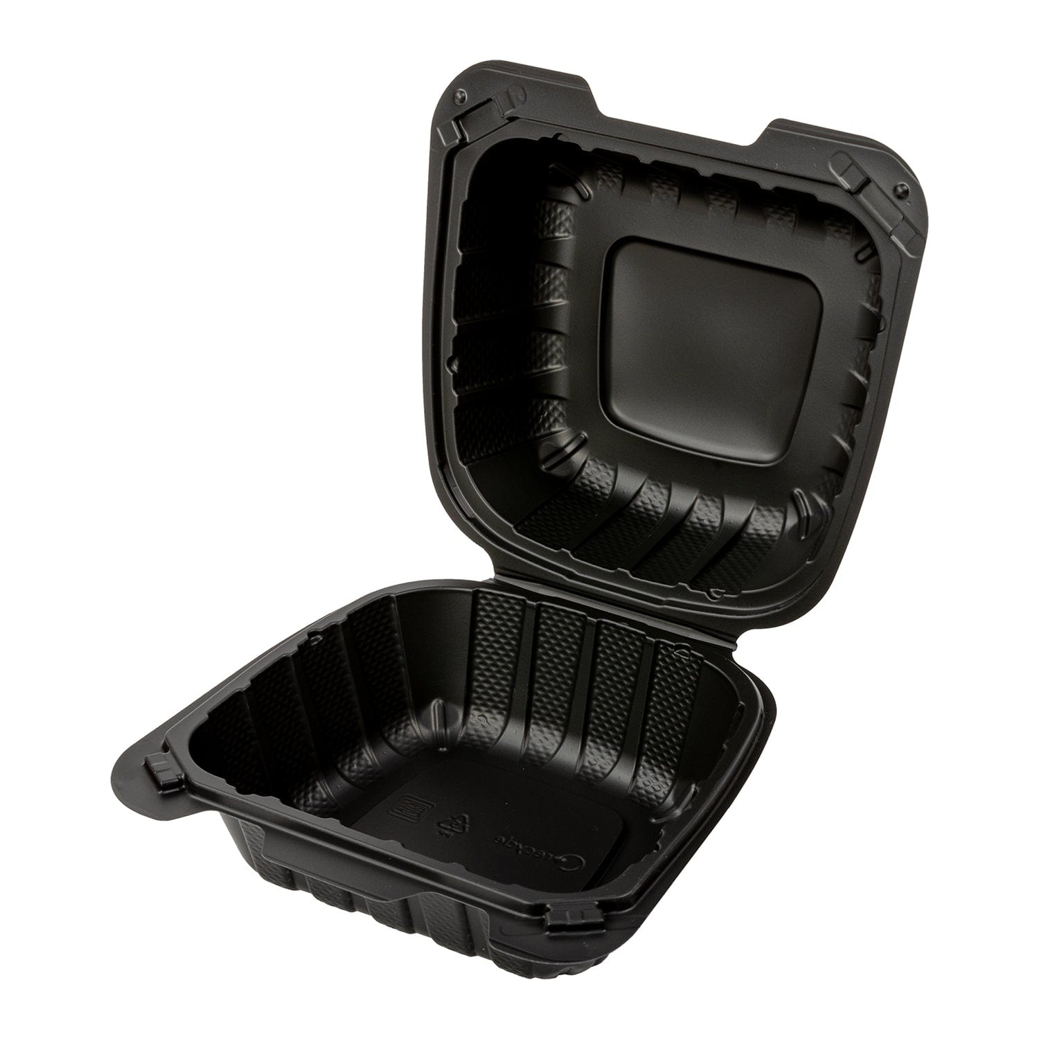 AmerCareRoyal Take-Out/Dine-In/Take Out Packaging/Take Out Food Boxes 6" x 6" x 3" Small Mineral Filled PP Black Clamshell/Hinged Lid Containers, Case of 300