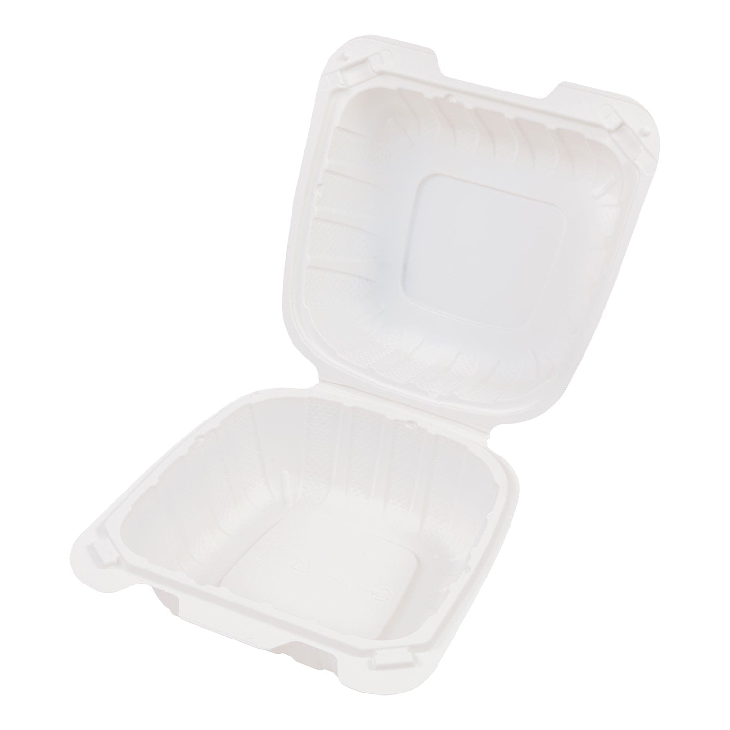 AmerCareRoyal Take-Out/Dine-In/Take Out Packaging/Take Out Food Boxes 6" x 6" x 3" Small Mineral Filled PP White Clamshell/Hinged Lid Containers, Case of 300