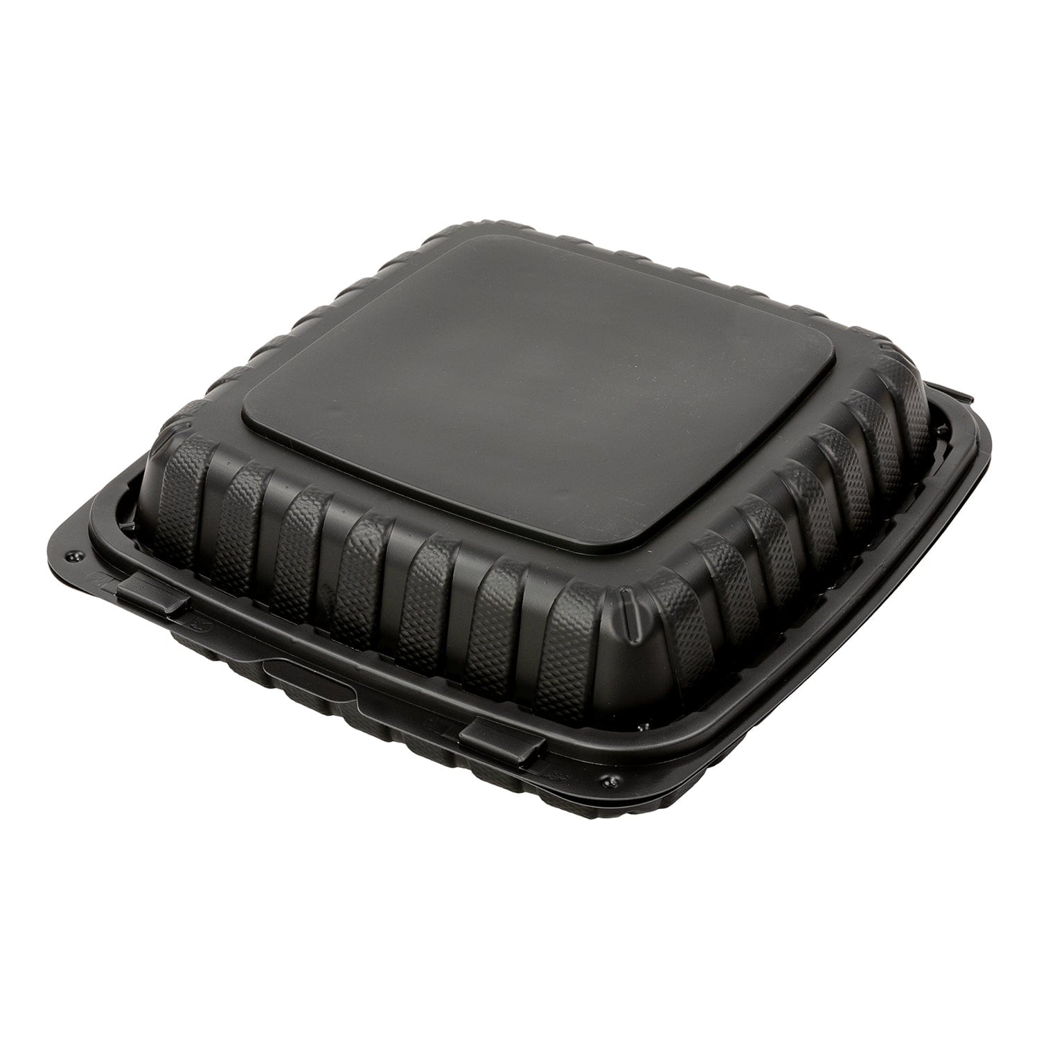 AmerCareRoyal Take-Out/Dine-In/Take Out Packaging/Take Out Food Boxes 9" x 9" x 3" Large Mineral Filled PP Black Clamshell/Hinged Lid Containers, Case of 150 or Pallet (30 Cases)