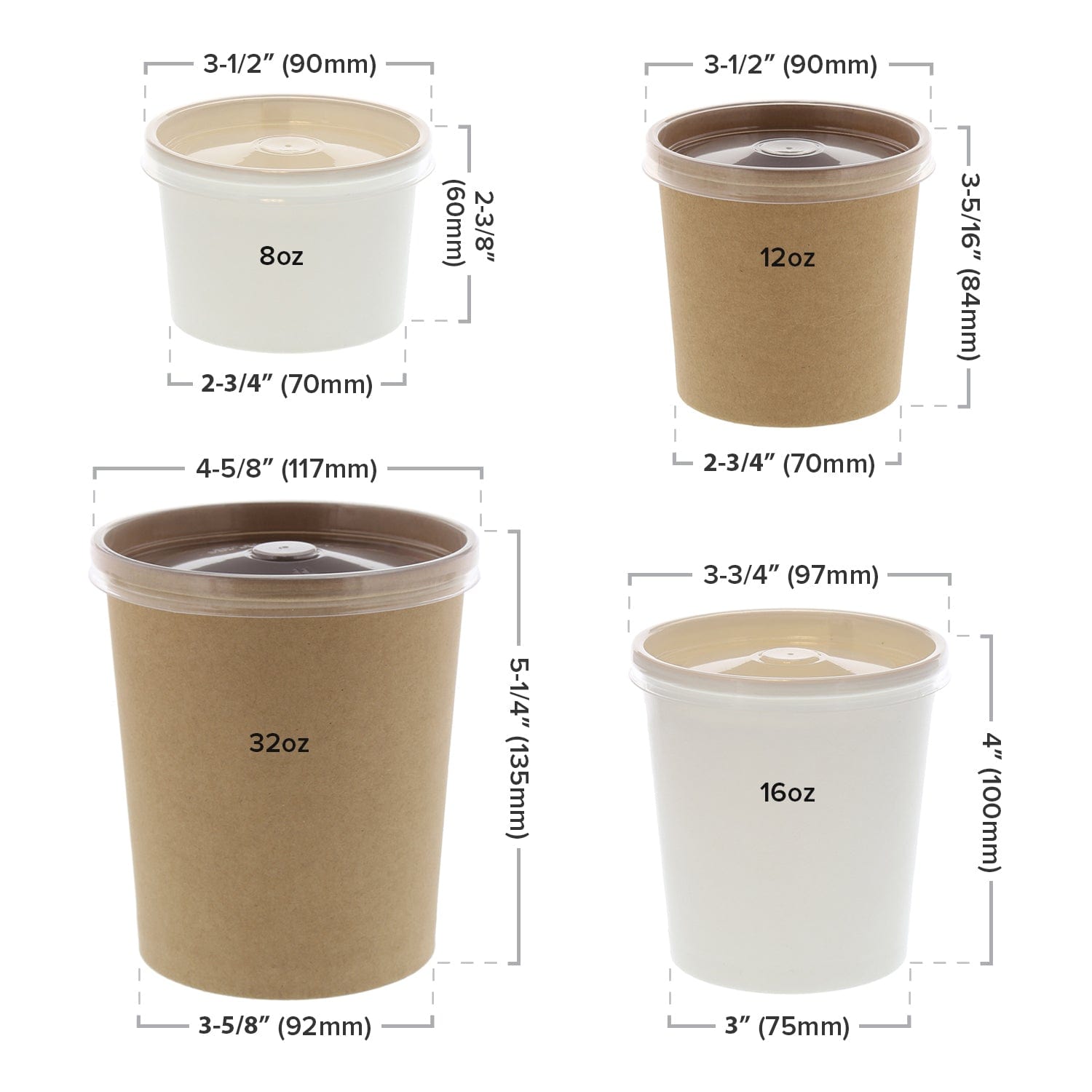 CiboWares.com Take-Out/Dine-In/Take Out Containers/Paper Food Cups Case of 500 16 oz. Clear Vented Plastic Food Container Lids, 25 & 500