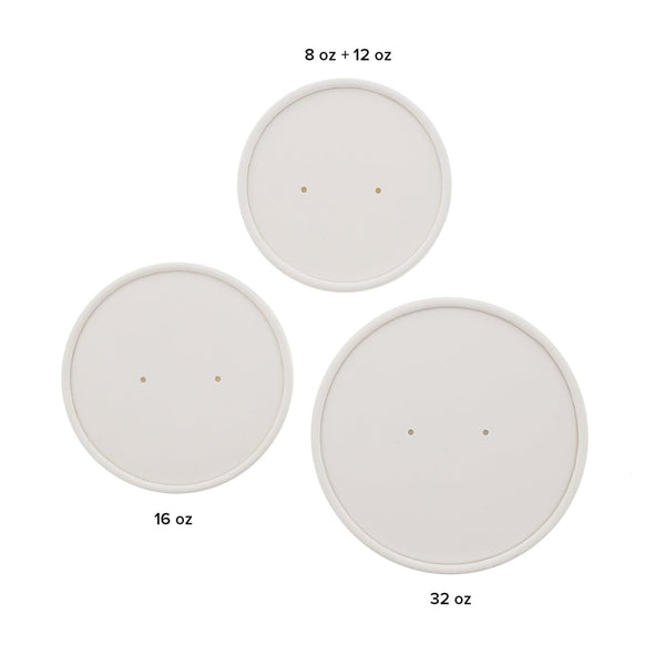 CiboWares.com Take-Out/Dine-In/Take Out Packaging/Food Containers and Lids Case of 500 32 oz. White Vented Paper Food Container Lids, 25 & 500
