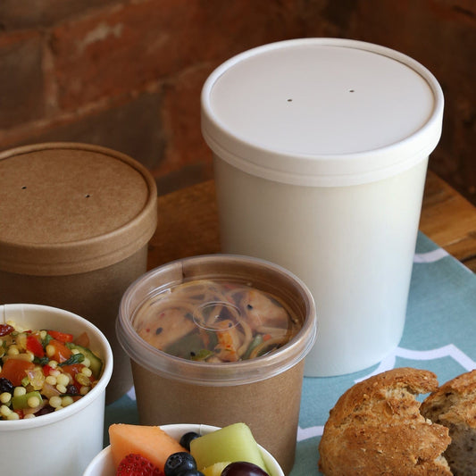 CiboWares.com Take-Out/Dine-In/Take Out Packaging/Food Containers and Lids Case of 500 8/12 oz. White Vented Paper Food Container Lids, 25 & 500