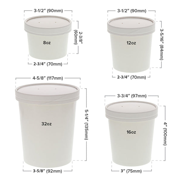 CiboWares.com Take-Out/Dine-In/Take Out Packaging/Food Containers and Lids Case of 500 16 oz. White Vented Paper Food Container Lids, 25 & 500