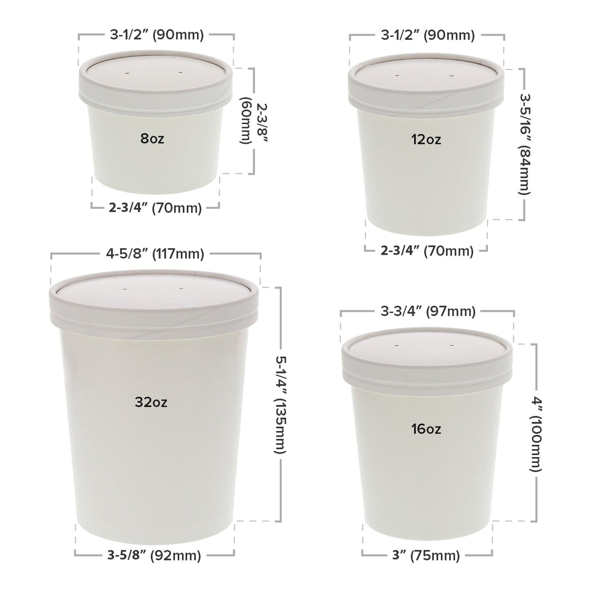 CL32W - 32 oz. White Vented Paper Food Container Lids Sample, for Cust ...