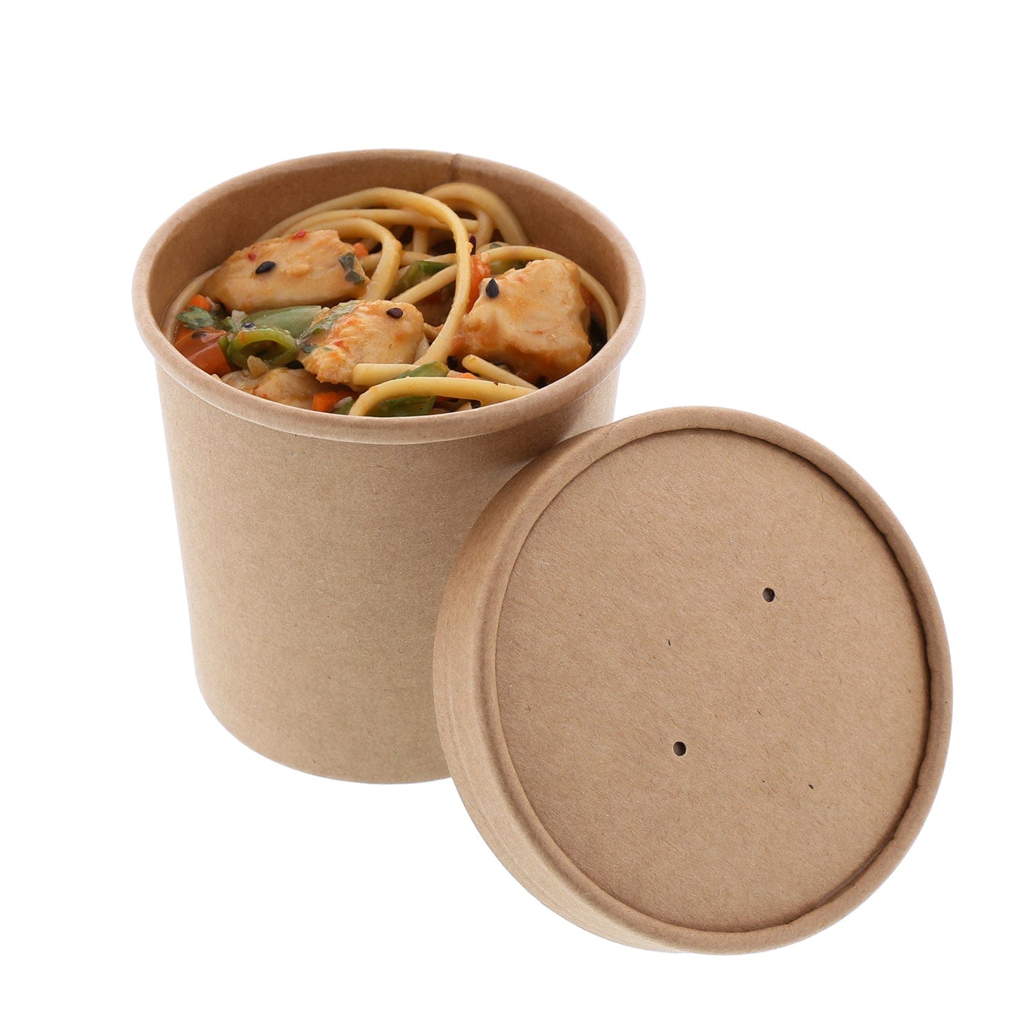 CiboWares.com Take-Out/Dine-In/Take Out Containers/Paper Food Cups 12 oz. Kraft Paper Food Container and Lid Combo, Pack of 250