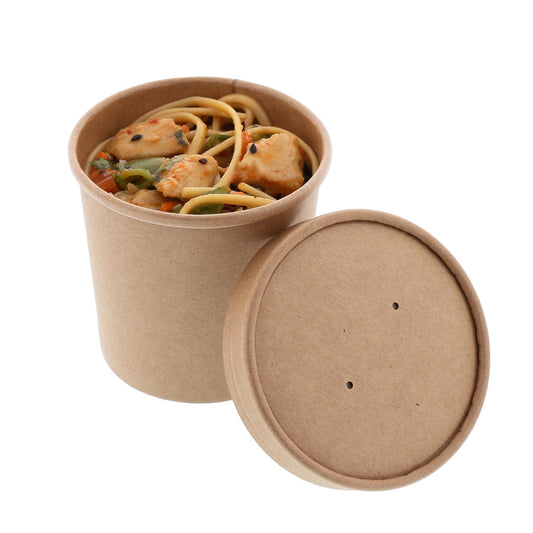 CiboWares.com Take-Out/Dine-In/Take Out Containers/Paper Food Cups 12 oz. Kraft Paper Food Container and Lid Combo, Pack of 250