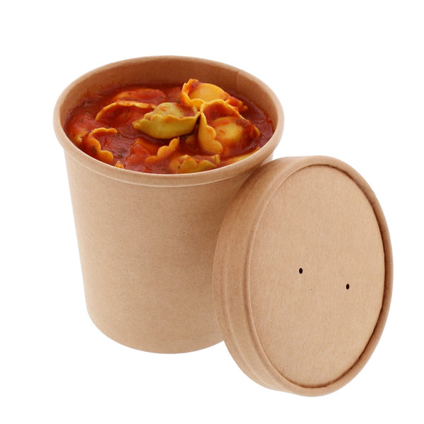 CiboWares.com Take-Out/Dine-In/Take Out Containers/Paper Food Cups 16 oz. Kraft Paper Food Container and Lid Combo, Pack of 250