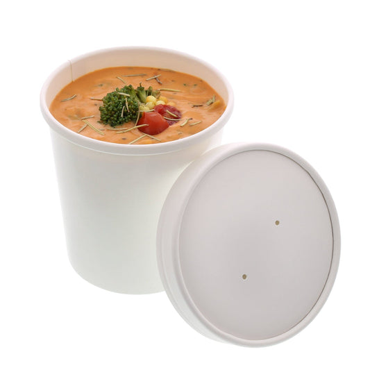 CiboWares.com Take-Out/Dine-In/Take Out Containers/Paper Food Cups 16 oz. White Paper Food Container and Lid Combo, Pack of 250