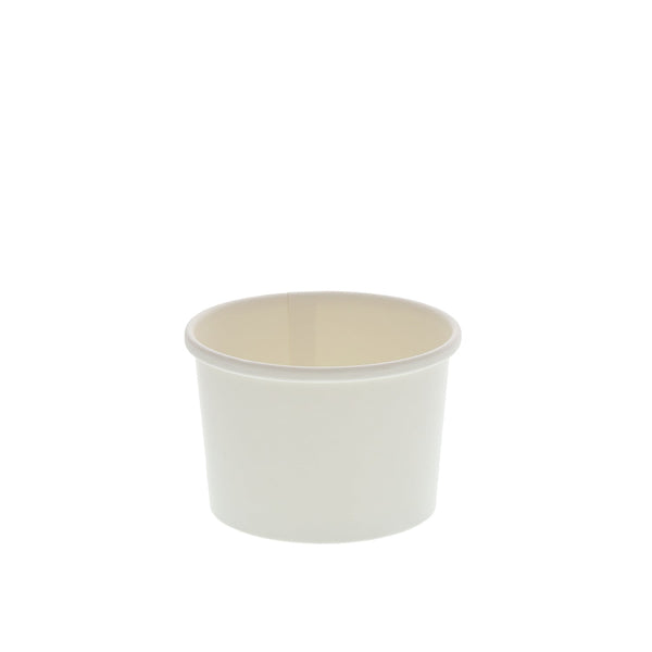100 Ct. ] Disposable White Paper Soup Containers with Plastic Lids
