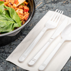 AmerCareRoyal Take-Out/Dine-In/Disposable Cutlery And Utensils/Disposable Cutlery/Disposable Knives Medium Heavy Weight White Polypropylene Individually Wrapped Knives, Case of 1,000