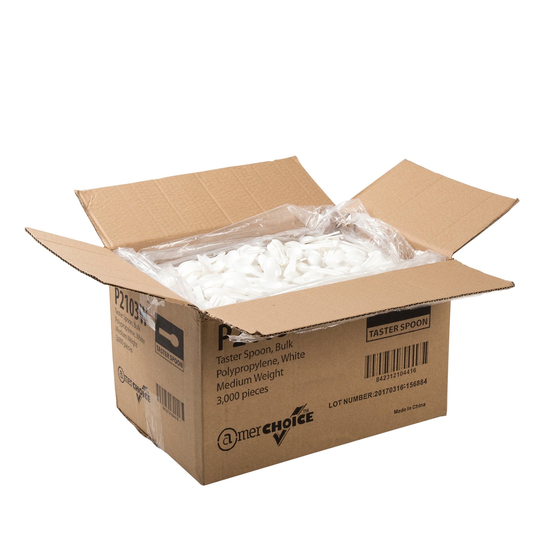 AmerCareRoyal Take-Out/Dine-In/Disposable Cutlery And Utensils/Disposable Utensils Durable White Polypropylene Ice Cream Taster Spoons, Case of 3,000