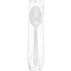 AmerCareRoyal Take-Out/Dine-In/Disposable Cutlery And Utensils/Disposable Cutlery/Disposable Spoons Medium Heavy Weight White Polypropylene Individually Wrapped Teaspoons, Case of 1,000