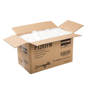 AmerCareRoyal Take-Out/Dine-In/Disposable Cutlery And Utensils/Disposable Cutlery/Disposable Knives Medium Weight White Polypropylene Individually Wrapped Knives, Case of 1,000