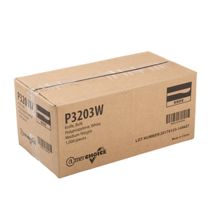 AmerCareRoyal Take-Out/Dine-In/Disposable Cutlery And Utensils/Disposable Cutlery/Disposable Knives Medium Weight White Polypropylene Knives, Case of 1,000