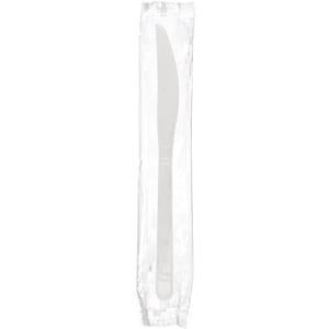 AmerCareRoyal Take-Out/Dine-In/Disposable Cutlery And Utensils/Disposable Cutlery/Disposable Knives Heavy Weight White Polypropylene Individually Wrapped Knives, Case of 1,000