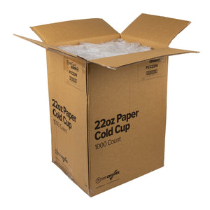 AmerCareRoyal Take-Out/Dine-In/Disposable Beverage Supplies 22 oz 22 oz White Paper Cold Cups. Case of 1,000