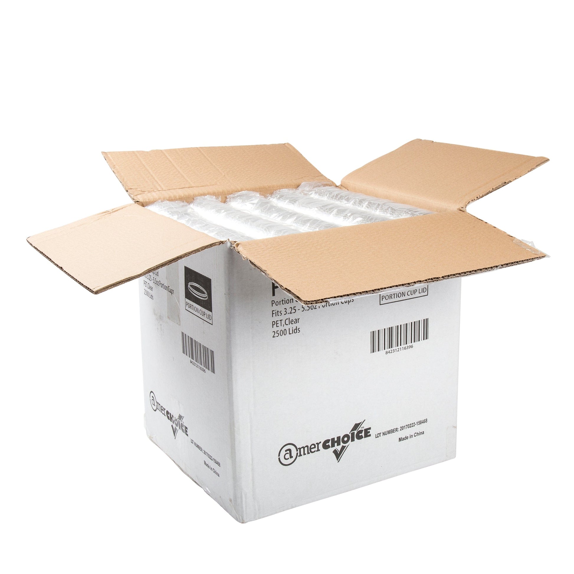 AmerCareRoyal Take-Out/Dine-In/Take-Out Containers/Portion Cups And Lids 3.25/4/5.5 oz. PET Clear Portion Cup Lids, Case of 2,500