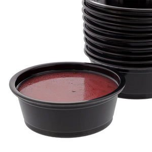 AmerCareRoyal Take-Out/Dine-In/Take-Out Containers/Portion Cups And Lids 1.5 oz. Poly Black Portion Cups, Case of 2,500