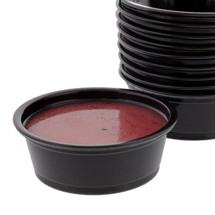 AmerCareRoyal Take-Out/Dine-In/Take-Out Containers/Portion Cups And Lids 1.5 oz. Poly Black Portion Cups, Case of 2,500