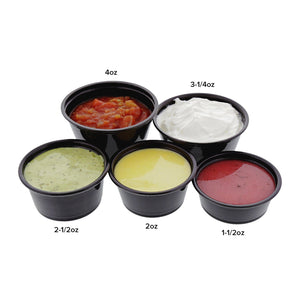AmerCareRoyal Take-Out/Dine-In/Take-Out Containers/Portion Cups And Lids 1.5 oz. Poly Black Portion Cups, Case of 2,500