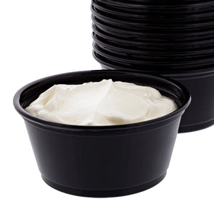 AmerCareRoyal Take-Out/Dine-In/Take-Out Containers/Portion Cups And Lids 3.25 oz. Poly Black Portion Cups, Case of 2,500