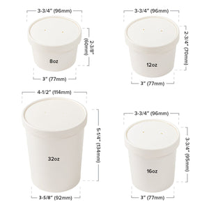 CiboWares.com Take-Out/Dine-In/Take Out Containers/Paper Food Cups 16 oz. White Paper Food Container and Lid Combo, Pack of 250