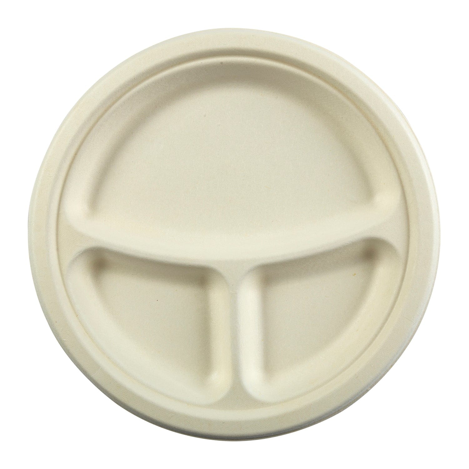 CiboWares.com Take-Out/Dine-In/Disposable Tableware/Disposable Plates 9" - 3 Section Round Heavy Molded Fiber Plates, Case of 500