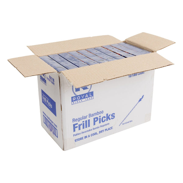 AmerCareRoyal Take-Out/Dine-In/Picks and Skewers/Party Picks Case of 10,000 Regular Bamboo Frill Picks, Case of 10,000