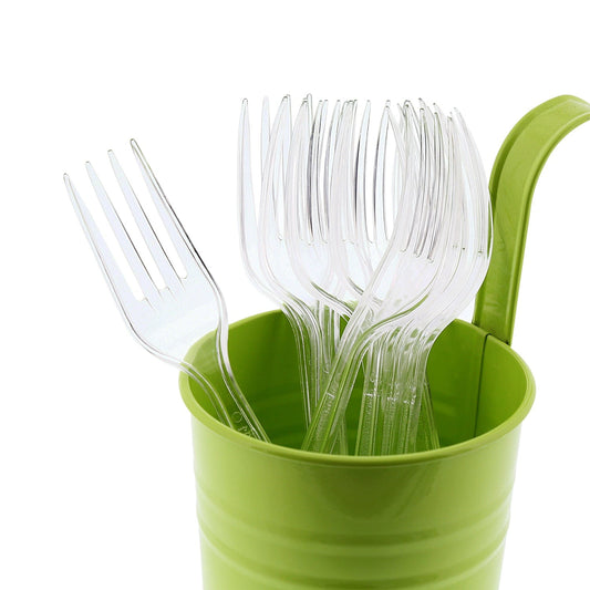 AmerCareRoyal Take-Out/Dine-In/Disposable Cutlery And Utensils/Disposable Cutlery/Disposable Forks Heavy Clear Polystyrene Forks, Case of 1,000