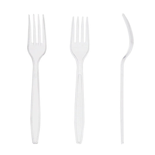 AmerCareRoyal Take-Out/Dine-In/Disposable Cutlery And Utensils/Disposable Cutlery/Disposable Forks Heavy Clear Polystyrene Forks, Case of 1,000