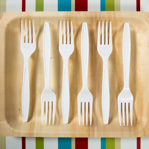 AmerCareRoyal Take-Out/Dine-In/Disposable Cutlery And Utensils/Disposable Cutlery/Disposable Forks Heavy White Polystyrene Forks, Case of 1,000