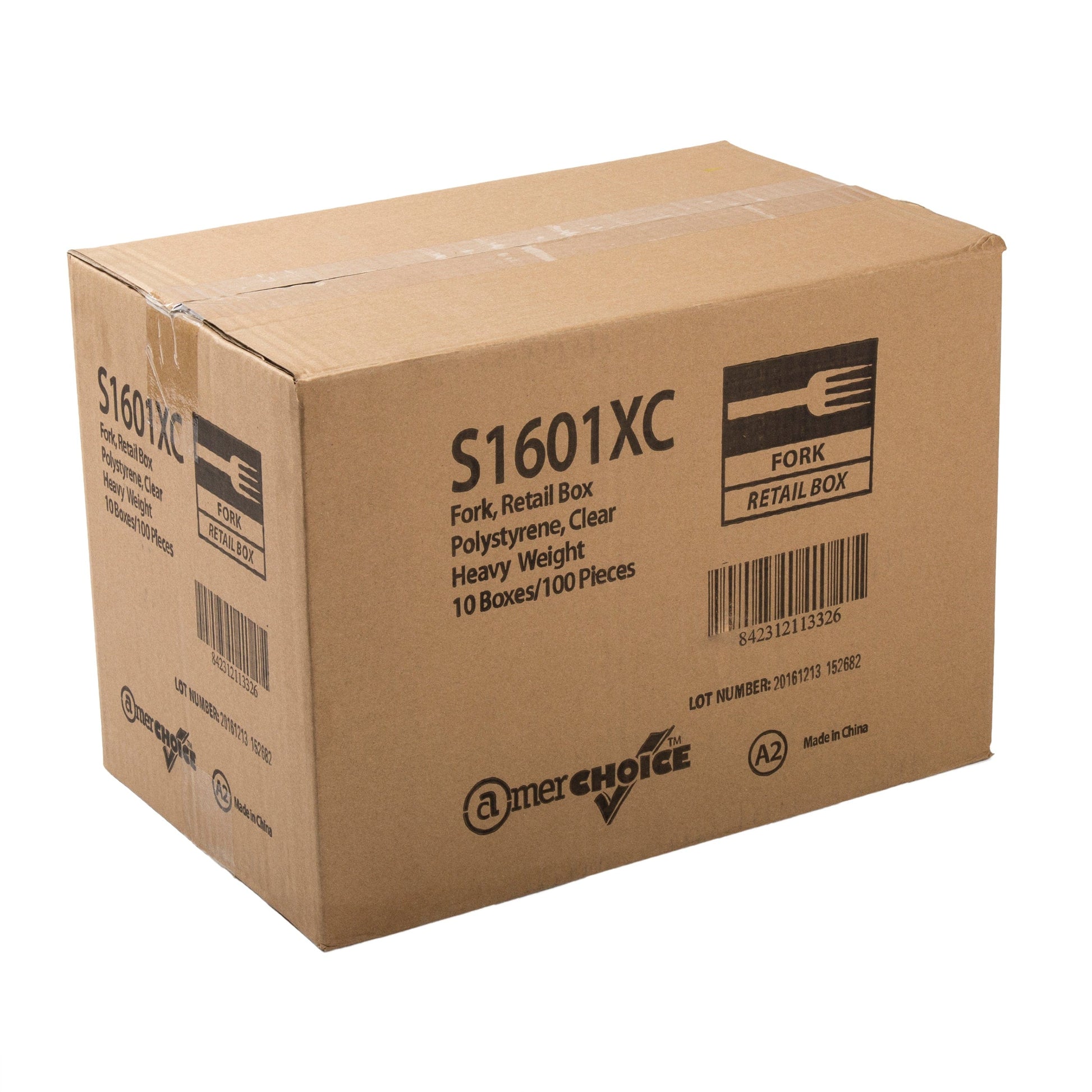 AmerCareRoyal Take-Out/Dine-In/Disposable Cutlery And Utensils/Disposable Cutlery/Disposable Forks Heavy Clear Retail Boxed Polystyrene Forks, Case of 1,000