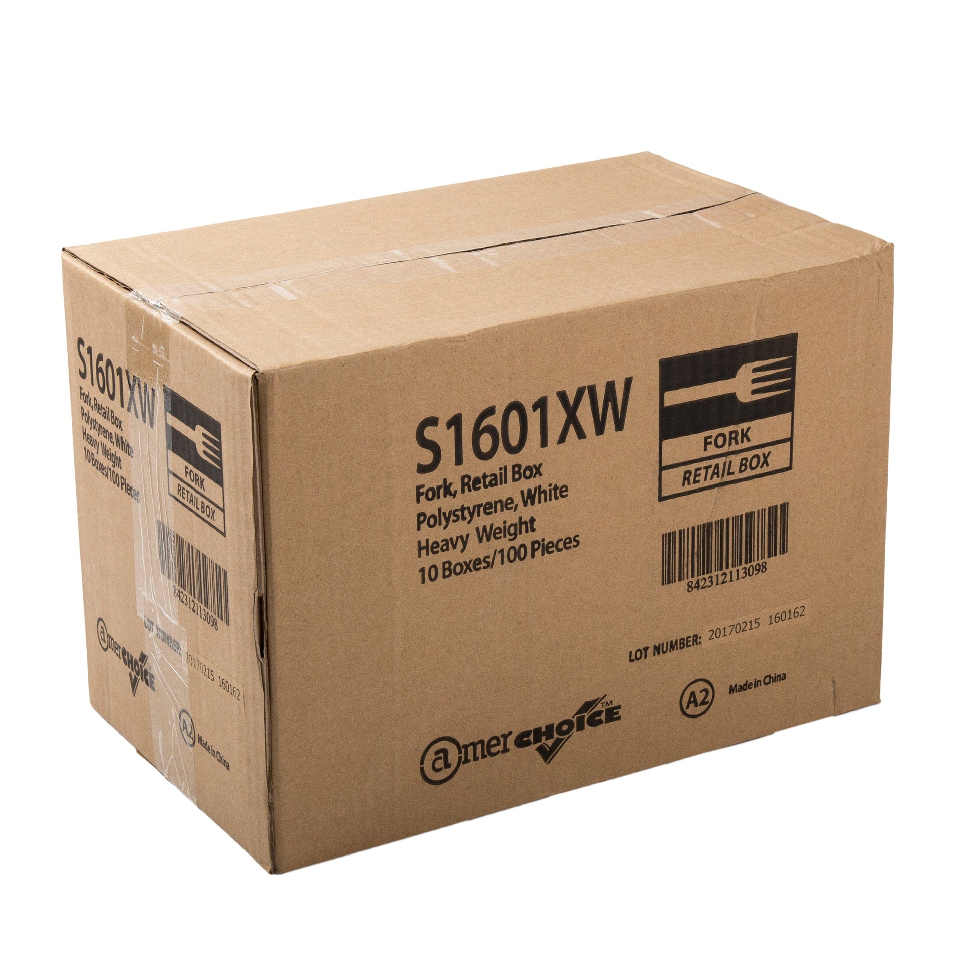 AmerCareRoyal Take-Out/Dine-In/Disposable Cutlery And Utensils/Disposable Cutlery/Disposable Forks Heavy White Retail Boxed Polystyrene Forks, Case of 1,000