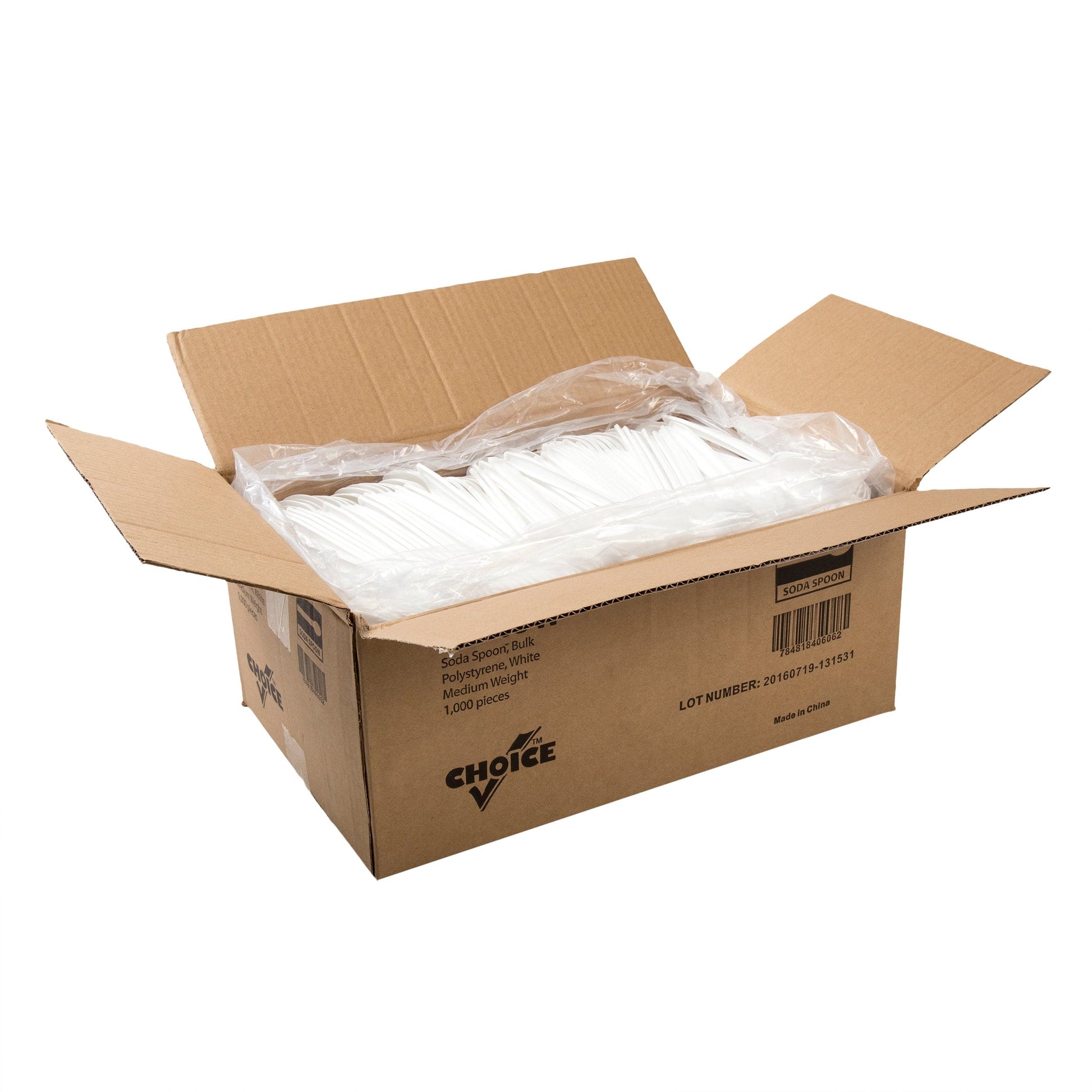 AmerCareRoyal Take-Out/Dine-In/Disposable Cutlery And Utensils/Disposable Utensils White Polystyrene Soda Spoons, Case of 1,000