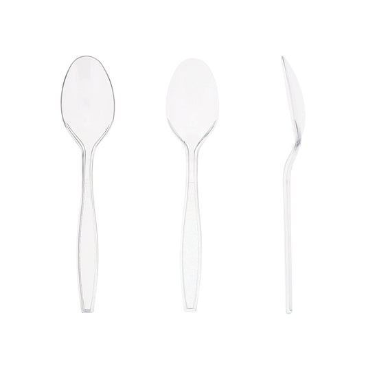 AmerCareRoyal Take-Out/Dine-In/Disposable Cutlery And Utensils/Disposable Cutlery/Disposable Spoons Heavy Clear Polystyrene Teaspoons, Case of 1,000