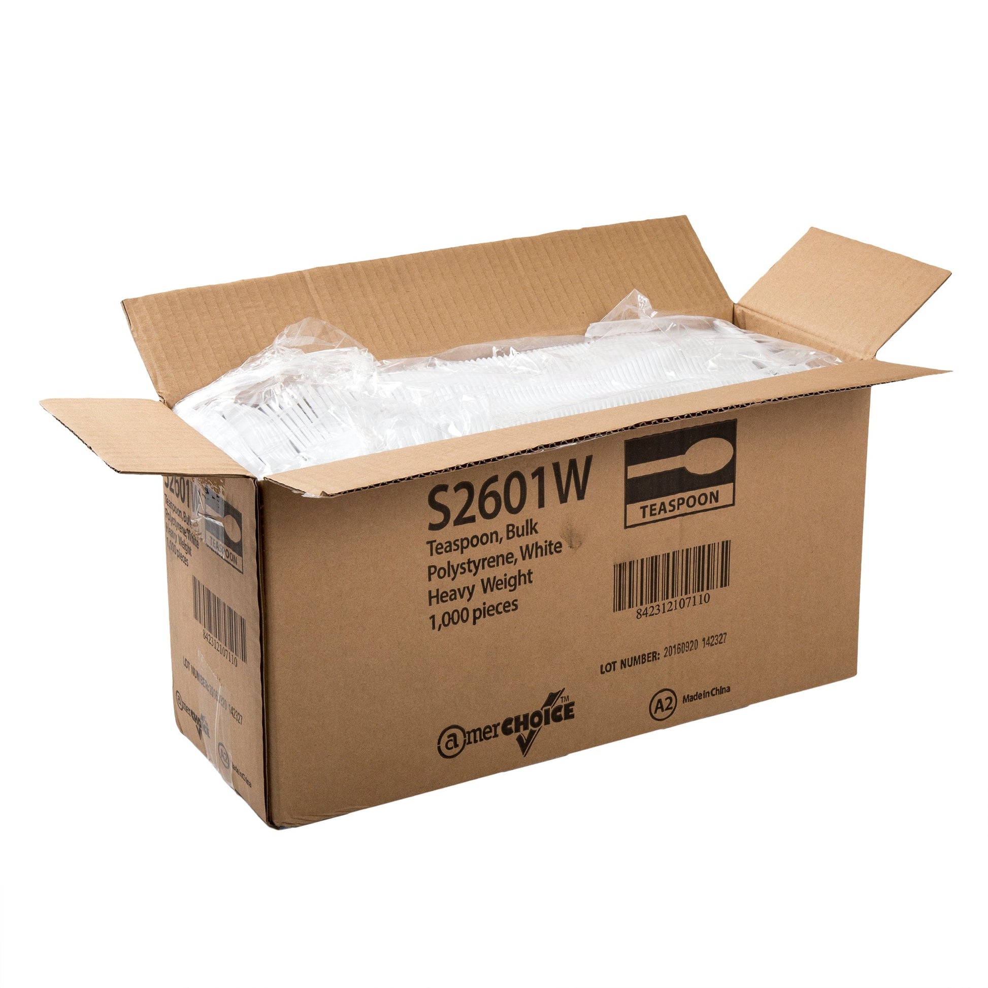 AmerCareRoyal Take-Out/Dine-In/Disposable Cutlery And Utensils/Disposable Cutlery/Disposable Spoons Heavy White Polystyrene Teaspoons, Case of 1,000