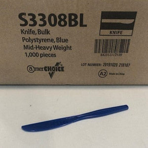 AmerCareRoyal Take-Out/Dine-In/Disposable Cutlery And Utensils Medium Heavy Weight Blue Polystyrene Knife, case of 1,000