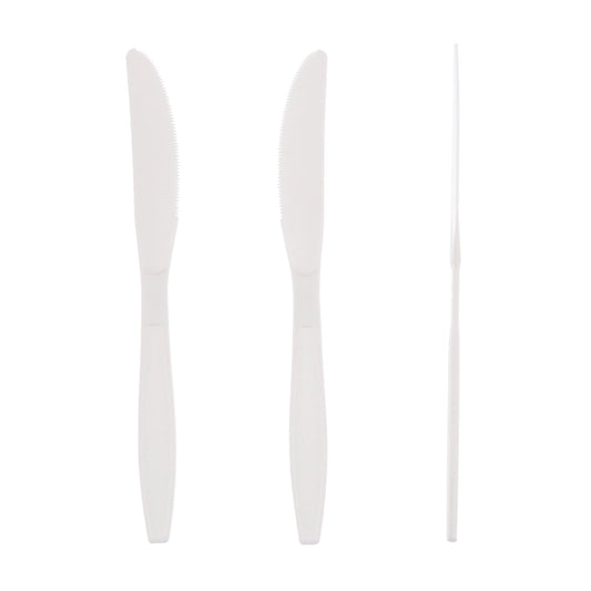 AmerCareRoyal Take-Out/Dine-In/Disposable Cutlery And Utensils/Disposable Cutlery/Disposable Knives Bulk Heavy White Polystyrene Knives, Case of 1,000