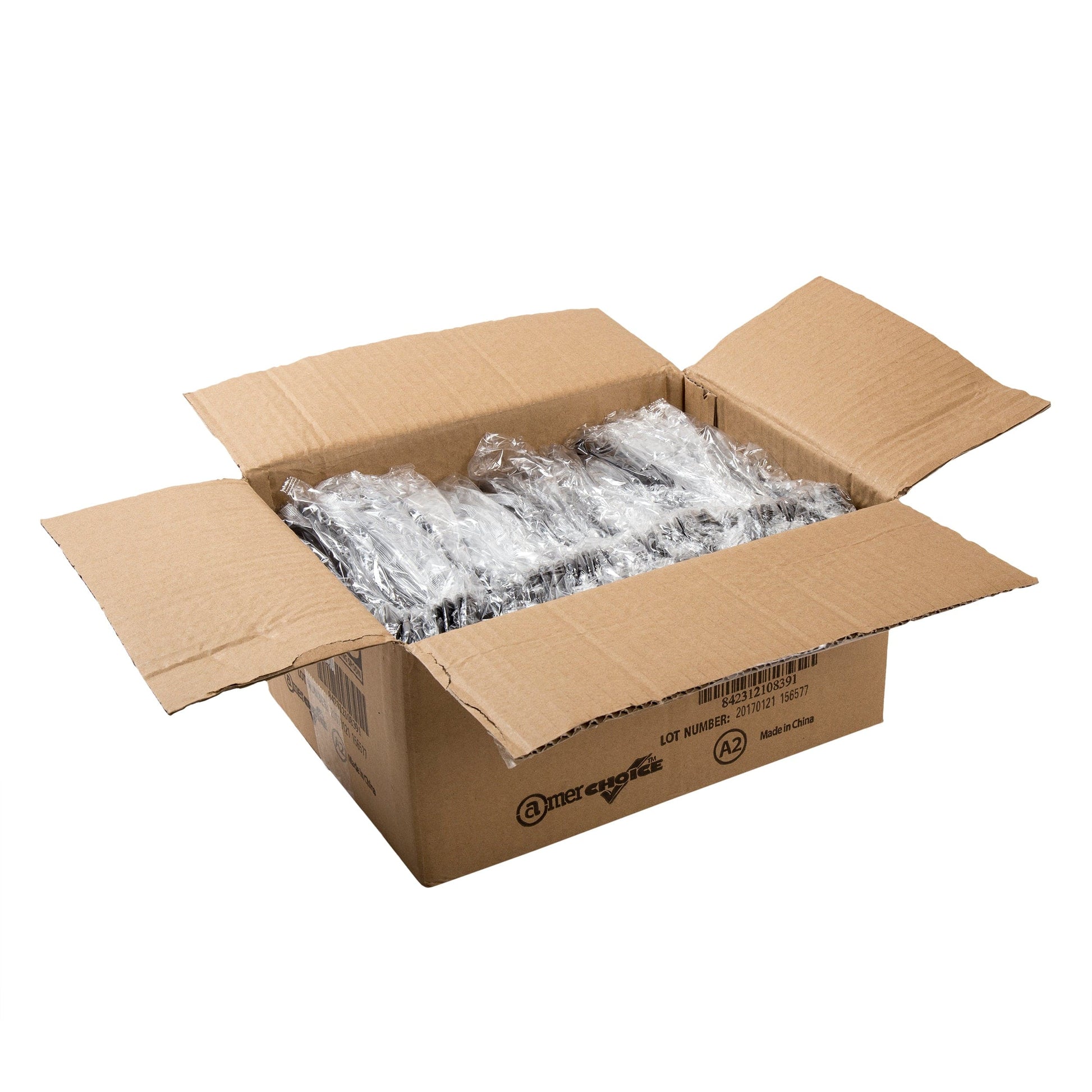 AmerCareRoyal Take-Out/Dine-In/Disposable Cutlery And Utensils/Disposable Utensils Black Polystyrene Individually Wrapped Serving Spoons, Case of 144