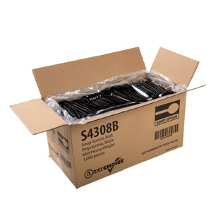 AmerCareRoyal Take-Out/Dine-In/Disposable Cutlery And Utensils/Disposable Cutlery/Disposable Spoons Medium Heavy Black Polystyrene Soup Spoons, Case of 1,000